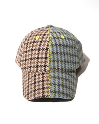SPLIT-PATTERN CAP - HOUNDSTOOTH
