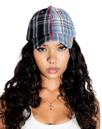 SPLIT-PATTERN CAP - PLAID