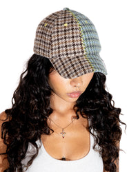 SPLIT-PATTERN CAP - HOUNDSTOOTH