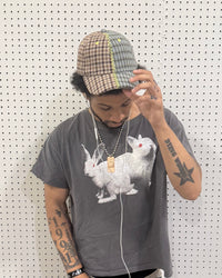 SPLIT-PATTERN CAP - HOUNDSTOOTH
