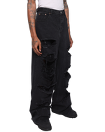 DISTRESSED BLACK BAGGY DENIM