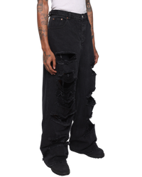 DISTRESSED BLACK BAGGY DENIM