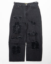 DISTRESSED BLACK BAGGY DENIM
