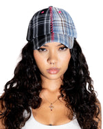 SPLIT-PATTERN CAP - PLAID
